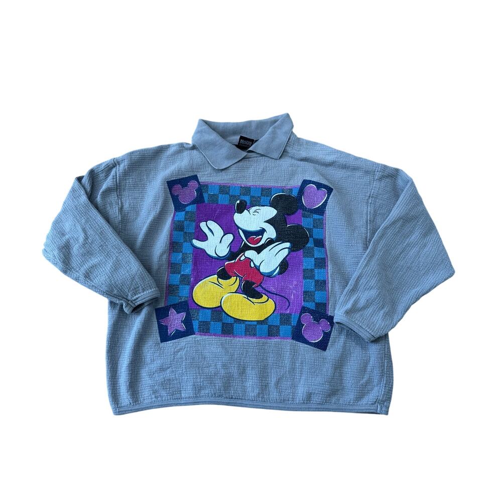 VTG Disney Mickey Unlimited Women's Gray Mickey Mouse Pullover Sweatshirt XL